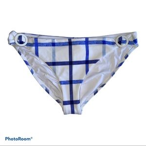 Red Carter White & Blue Checked Bikini Bottom L